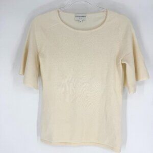 Charlotte Brody Cashmere Short Sleeve Crew Neck Sweater Cream Size Small